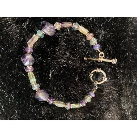 Emily Ray Amethyst Gemstone Necklace Bracelet Earring Set Semi Precious Beads - Picture 4 of 7